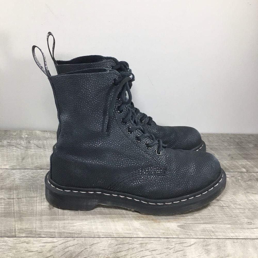 Dr Doc Martens Pascal Womens Black Leather Combat Punk Goth Boots Size 5 UK US 7